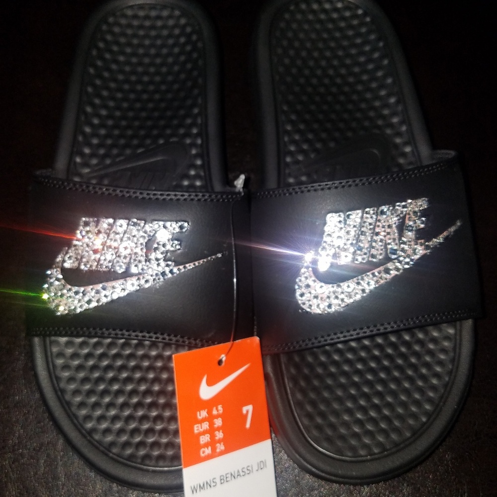 New nike slides with rhinestones